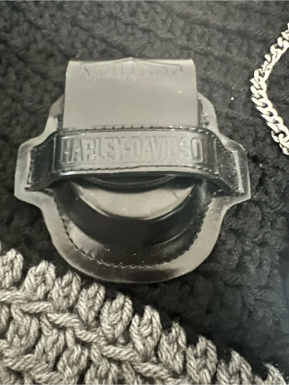 Harley-Davidson Brushed Silver Pocket Watch Pendant with Chain